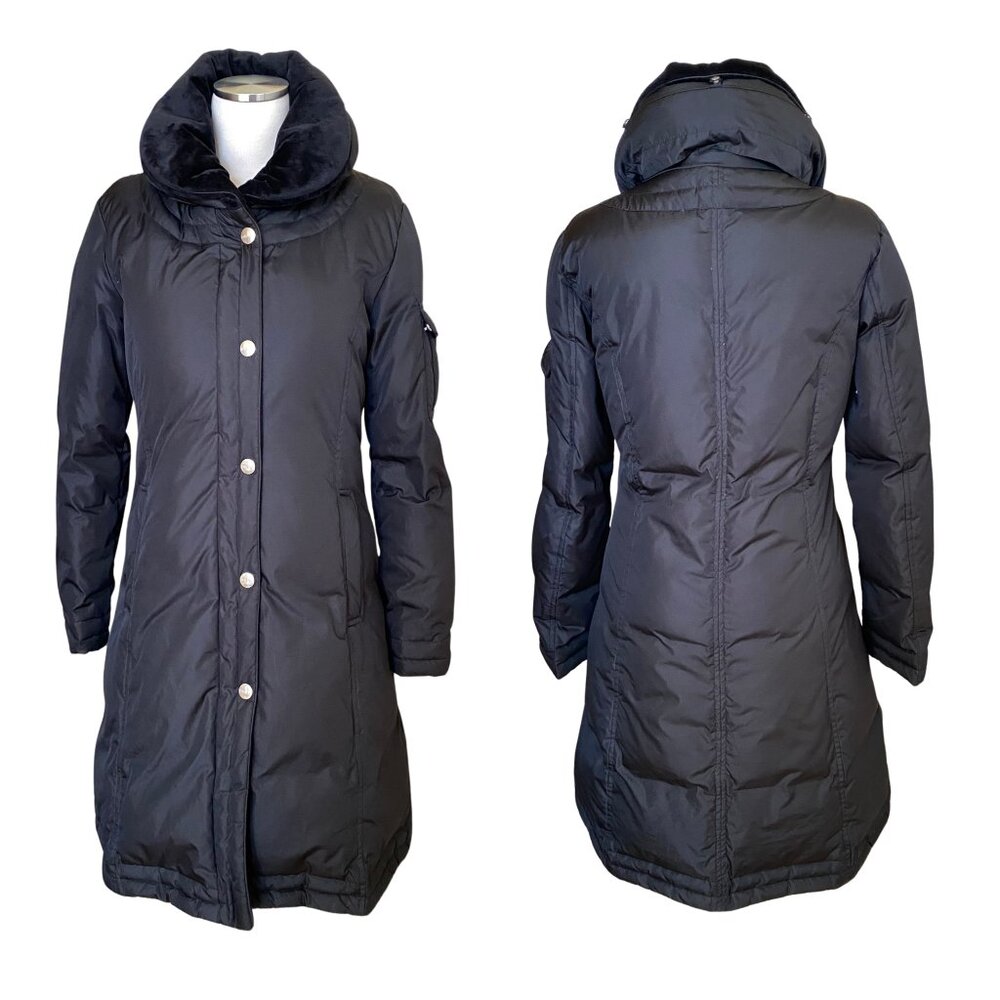 DKNY Black Hooded Puffer Coat - Size S - Preowned